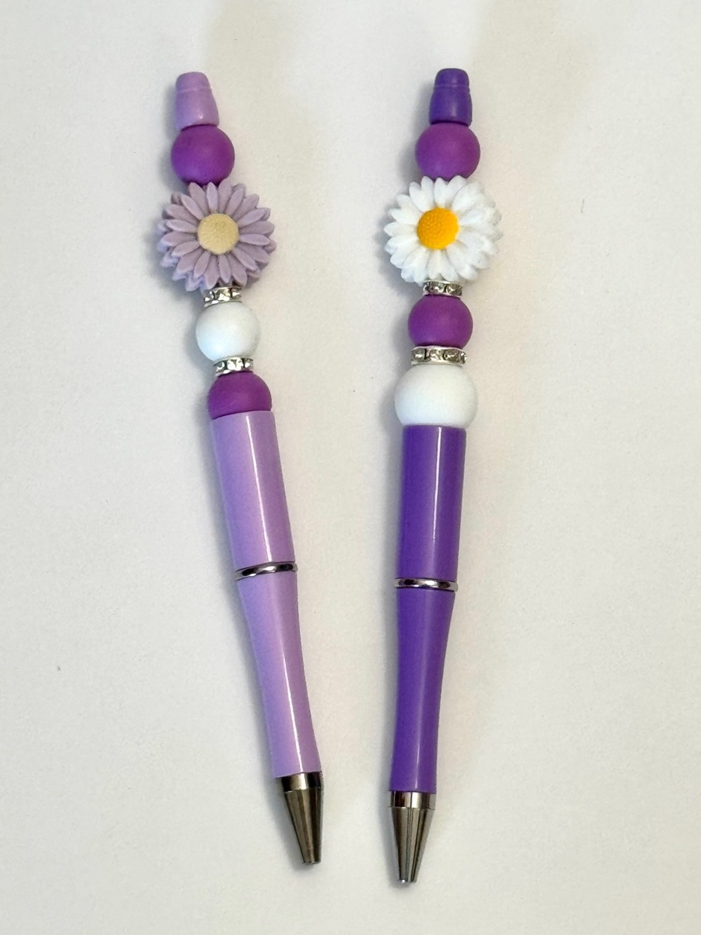 Hand Crafted Purple Sunflower Beaded Pen Set